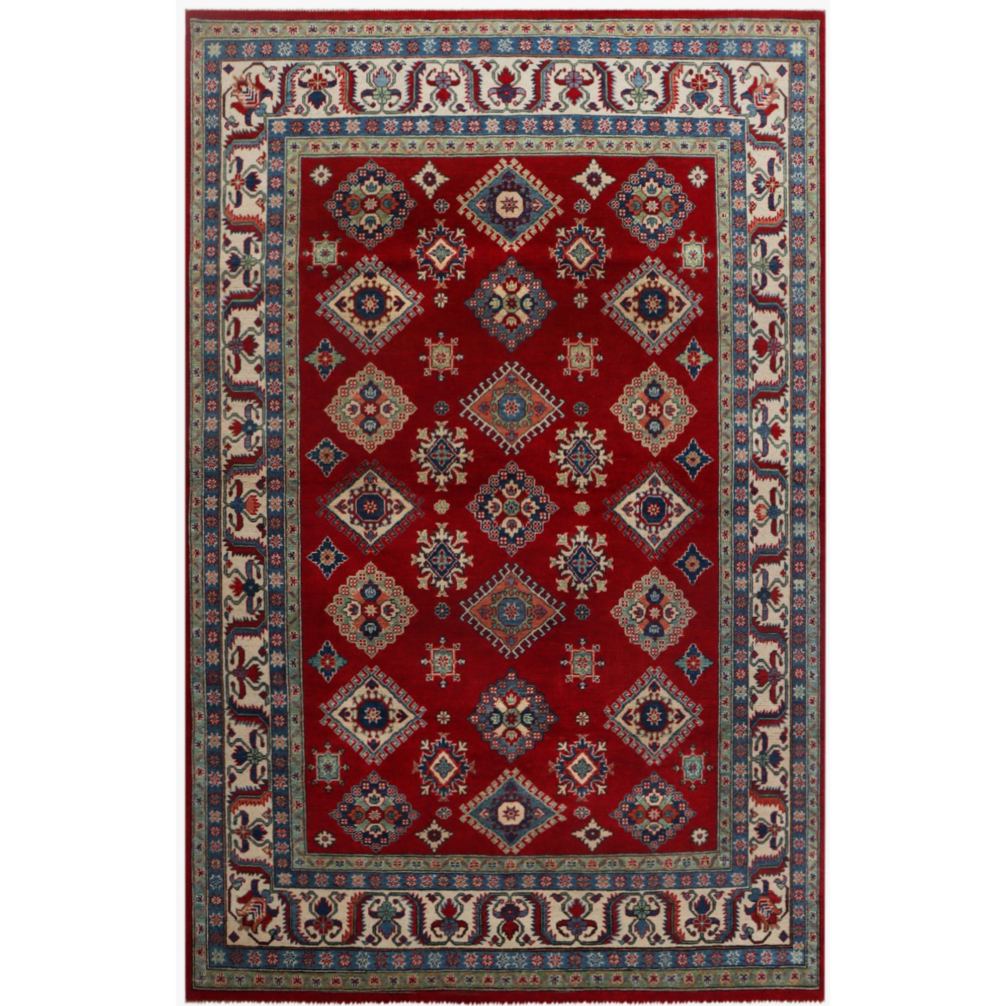 Kazak 48901 Traditional Wool Rugs In Red Multi